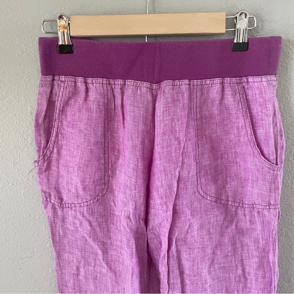 Toad & Co Flip Top Lithe Linen Pants Purple 4 - Picture 3 of 16